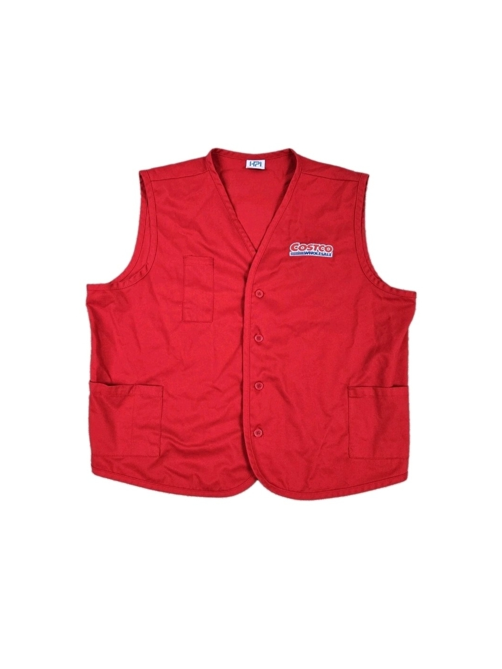 Costco Wholesale Vest Adult Large Red Supervisor Button Up Employee Team Uniform